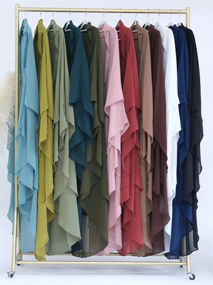 eid mousseline de soie gris noir blanc khimar abaya dubaï luxe islam musulman hijab robes pour femmes jilbab kebaya niqab musulmane femme