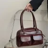 Vintage femmes affaires sacs à bandoulière Simple dames trajet sac fourre-tout en cuir Pu femme sous les bras sac bordeaux grands sacs à main sac à main