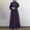 abaya – robe longue musulmane rétro, décontractée, taille ample, col rond, grande balançoire, en coton, couleur unie, patchwork, printemps