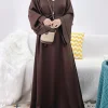 robe abaya en satin uni pour femmes musulmanes, poches latérales, manches larges, vêtements islamiques de dubaï et de turquie, robe modeste pour le ramadan