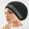 Femmes musulmanes paillettes chapeau intérieur casquette islamique sous-écharpe enveloppement chimio Bandana musulman perte de cheveux bonnets Hijab Bonnet sous-capuchon indien