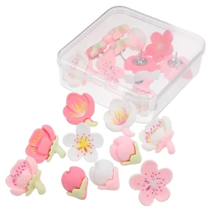 20 pièces résine fleur de pêcher punaises punaises fleur punaises mignon broche pour conseil nouveauté petit marqueur de carte décoratif bureau
