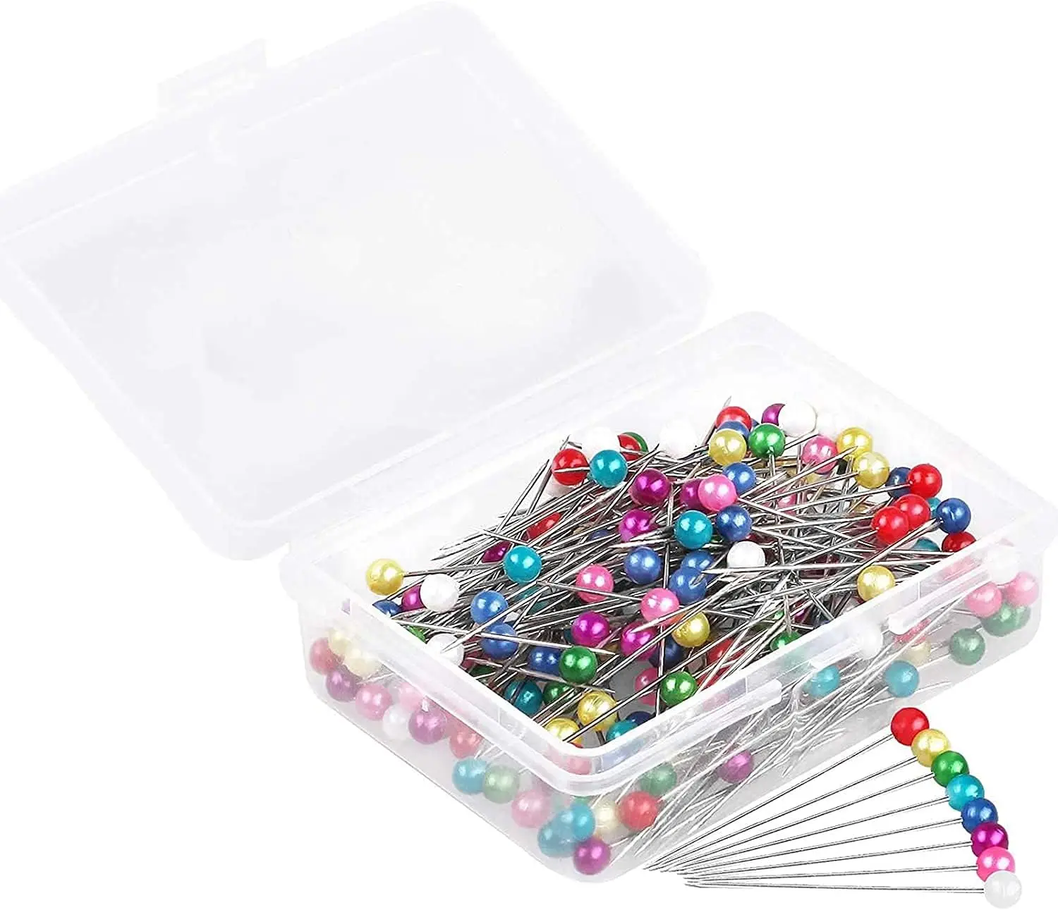 aiguilles à tête de perle rondes colorées de 38cm, 50/100 pièces, épingles à coudre droites pour la couture, outils de couture, bricolage, positionnement