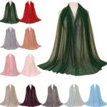 Foulard Hijab plissé à paillettes pour femmes musulmanes, longue écharpe châle froissée, froissée, brillant, couvre-chef, mode islamique, 200x75cm