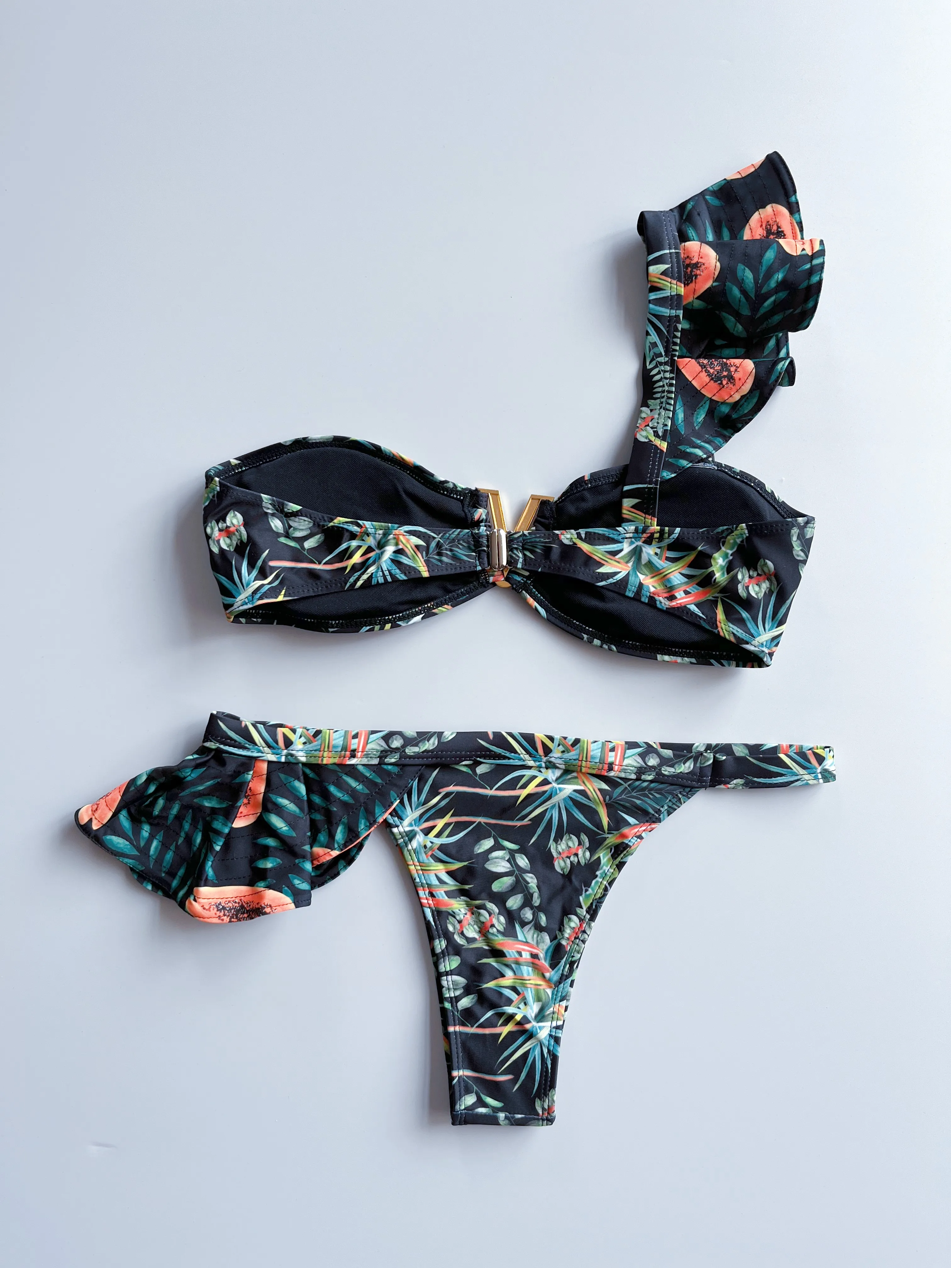 Deux pièces femmes Floral 2025 Push-Up à bretelles volants bandeau Bikini ensemble maillot de bain maillots de bain maillot de bain maillots de bain Biquini