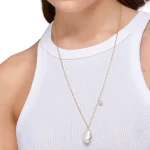 Collier pendentif en perles de verre pour femme, plaqué or 18 carats, bijoux étanches, exquis, minimaliste, chic, cadeau
