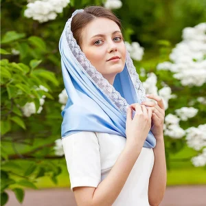 Couvre-chef en dentelle satinée pour femme, voile, hijab, foulard en soie, châle catholique, foulards à capuche, église, nouvelle mode Couvre-chef en dentelle satinée pour femme, voile, hijab, foulard en soie, châle catholique, foulards à capuche, église, nouvelle mode