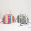 sac tissé en paille coloré pour femmes, sac à main polyvalent de plage d'été, sac à bandoulière pour femmes