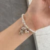 bracelets en argent sterling 925 pour femmes, chaîne de perles, accessoires tendance, vintage, simple, mignon, pendentif ours, bijoux de fête