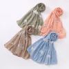 femme élégant foulard en mousseline de soie perles 3d papillon musulman long châle écharpe ramadan tête enveloppement hijab asie du sud est islam turban