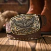 Une ceinture décontractée et rétro, un accessoire de taille pour les vêtements de style occidental, une boucle en métal, une ceinture en PU, convient aux hommes et aux femmes
