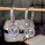 Boucles d&rsquo;oreilles en argent 925 avec pierres précieuses et diamants pour femmes, bijoux en cristal, goutte d&rsquo;oreille, cadeau d&rsquo;anniversaire