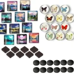 50 ensembles d&rsquo;aimants artisanaux en verre céramique Ferrite aimant avec support adhésif et verre Transparent pour bricolage artisanat aimant de réfrigérateur