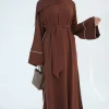 eid plaine fermé abaya robe soie velours abayas pour les femmes dubaï luxe musulman modeste robes vêtements islamiques caftan hijab robe
