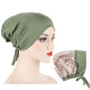 bonnet hijab en satin double couche pour femmes, sous capuchon islamique avec bonnet à cravate, hiyabs instantanés, foulards turcs, turban musulman, bandana