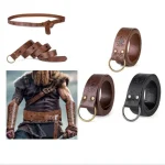 Ceinture rétro viking médiéval en PU, 1 ceinture de 1.6 mètres de long, pour Halloween Cosplay, chevalier de la Renaissance, filet d&rsquo;araignée, couverture de taille en gaufrage