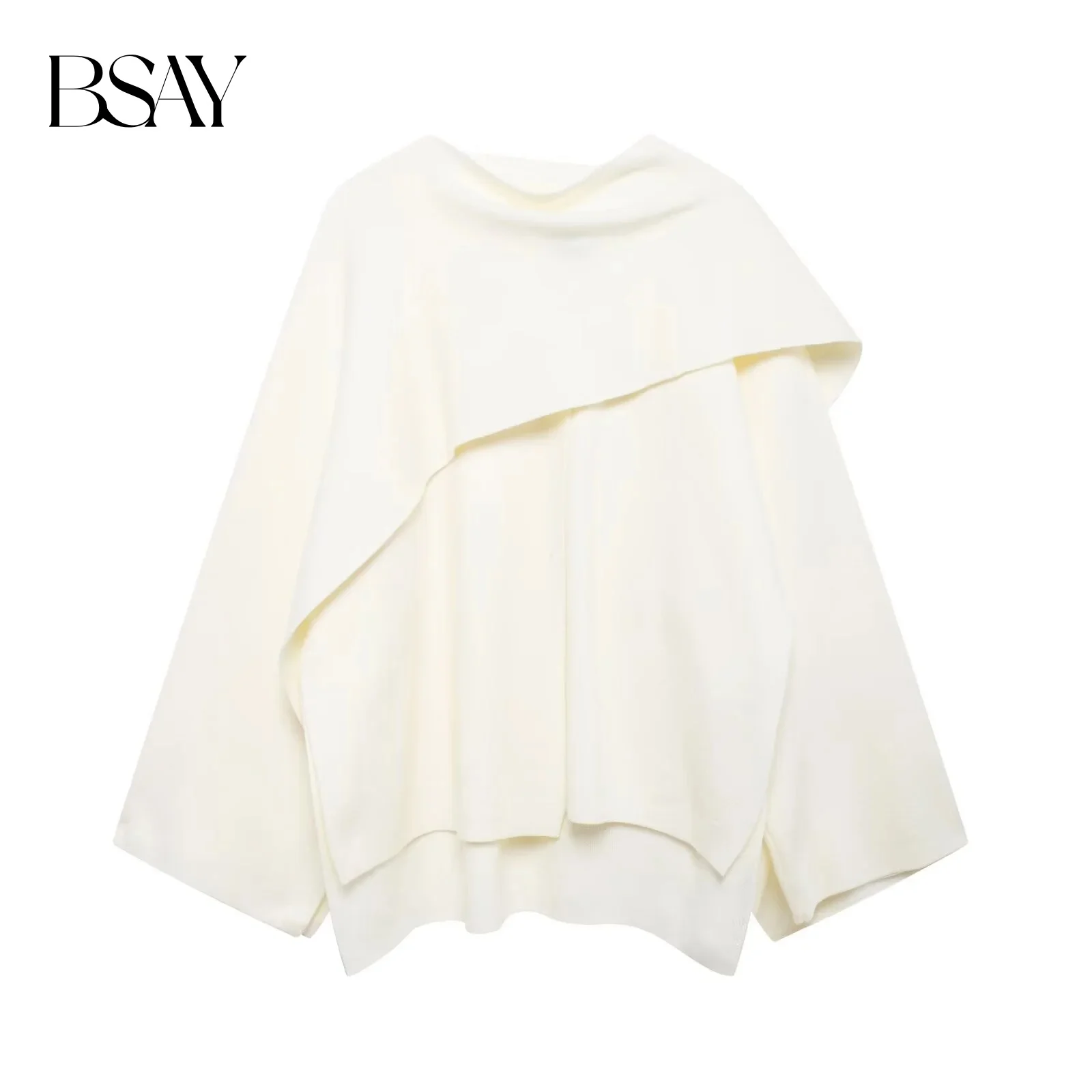 bsay – cardigan tricoté pour femmes, mode automne hiver, nouveau style cape, pull court, vêtements d'extérieur chic, manteau en tricot, 2024