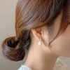 boucles d'oreilles pendantes avec perle, couleur or noble, accessoires d'oreille élégants, bijoux de fête gracieux pour femmes