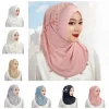 chapeau bandeau extensible élégant, couleur unie, nœud supérieur, casquette enveloppante, couverture complète simple, foulard islamique, couverture de cheveux pour dames
