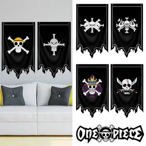 30X50CM une pièce drapeau Anime Pirate singe D.Luffy crâne Polyester drapeau chapeau de paille Pirates trompette drapeaux maison suspendus décoration murale