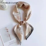 Foulard carré imprimé de luxe pour femmes, bandeaux de cheveux Hijab, foulard de la présidence, châle en satin féminin, ruban de sauna, bandana à la mode