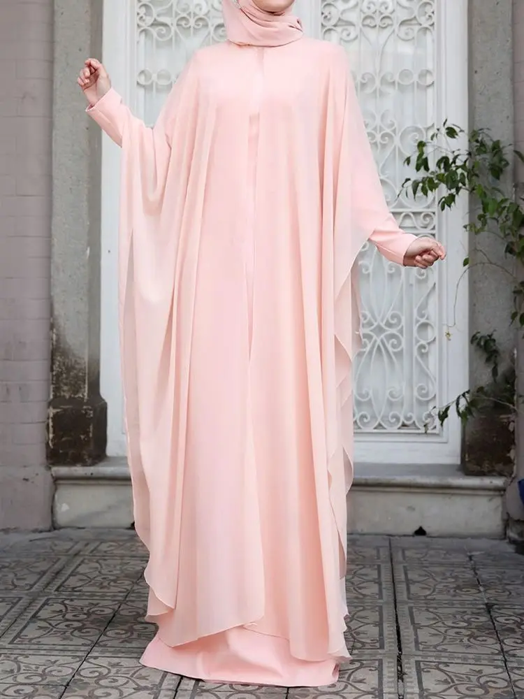 zanzea robe abaya en mousseline de soie pour femme, robes musulmanes eid mubarek, hijab à manches sulf, vêtements isamiques Éducatifs à la mode