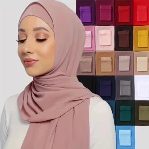 Hijab instantané en mousseline de soie avec sous-bonnet modal, pull extensible de base, écharpe de sauna, crème solaire fine et respirante pour l&rsquo;extérieur, tête ronde, ensemble de 2 pièces