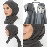 Hijab en Mousseline de Soie pour Femme Musulmane, avec Casquette, Instantané, Sans Pince, avec Nik, Prêt à vitation