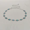 argent bohème femme métal taille chaîne ceinture de luxe bleu pierre précieuse ellipse concepteur ceintures pour femmes longue ceinture punk