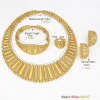 ensemble de bijoux de mariage de luxe pour femmes, grand collier, bracelet, boucles d'oreilles, bagues, cadeaux de fête à la mode