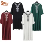 UNI-Robe longue brodée en patchwork pour hommes, abayas à la mode musulmane, caftan saoudien, thobe Jubba masculin, islamique, marocain, nouveau