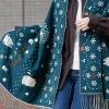 Écharpes niche écharpe châle à la mode polyvalent mignon dessin animé épaissi double face hiver chaud bouton écharpe filles double usage
