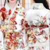 kimono traditionnel japonais en satin pour fille, robe de bain de luxe avec costume de performance obi