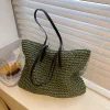 sac à main d'été en rotin pour femmes, sac de plage tissé à la main en paille tricotée, fourre tout de grande capacité en cuir, sac à bandoulière bohème, nouveau