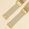 ceinture de taille dorée pour femme, élastique, brillante, boutonnée, large, robe, haute qualité