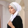 femmes écharpe instantanée hijab rayures dorées élastique chapeau casquette musulman hijab solide bandeau moyen orient islamique turban bandana