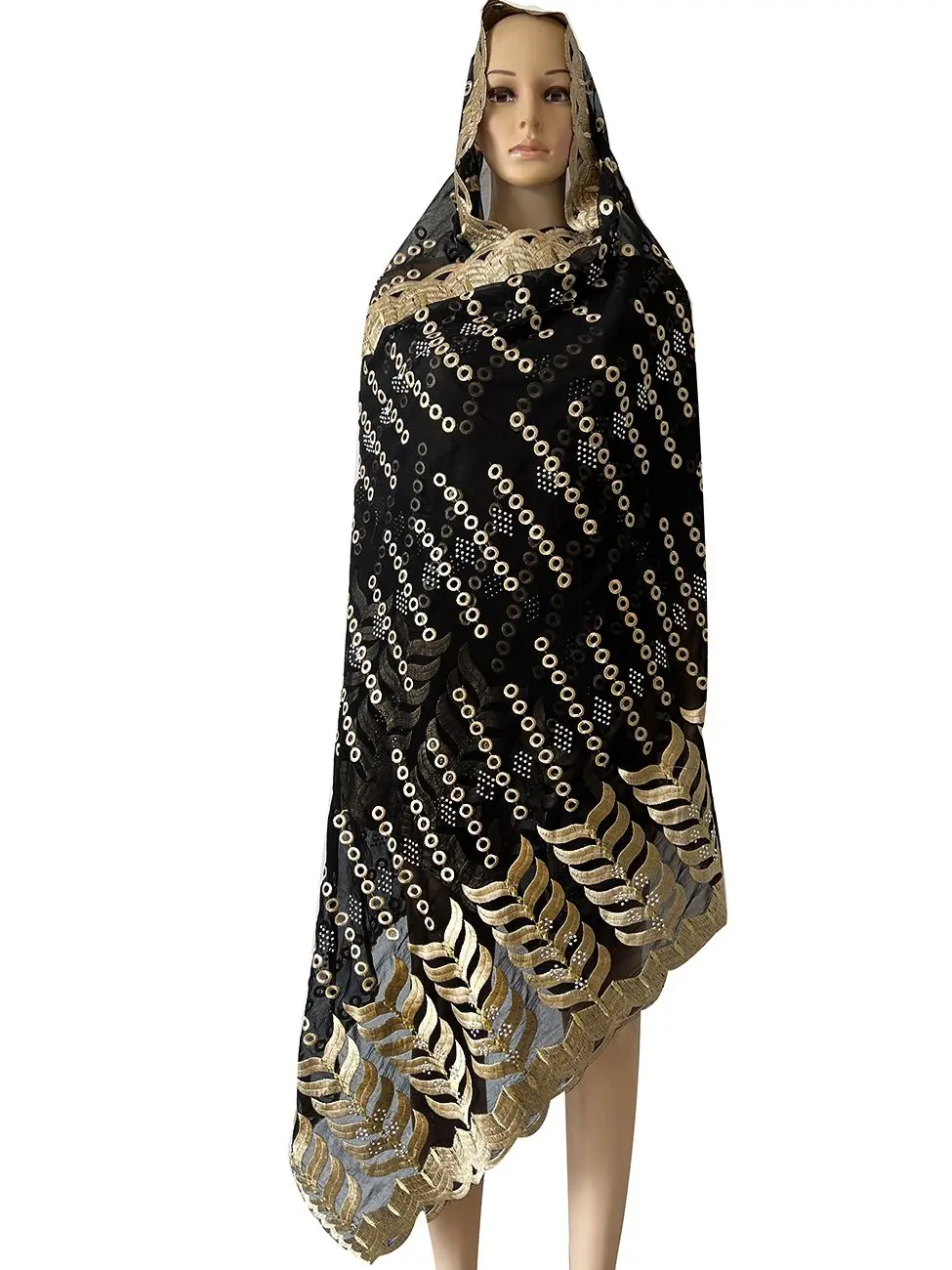 Écharpe en mousseline de soie de haute qualité pour femmes musulmanes, hijab économique, grand design, nouveau style africain, 2024