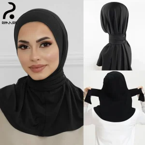 RIMAIRE Designer Instant Jersey Hijab Undercap Hijabs pour femme musulmane dames Hijab Cap couverture complète Snap Fastener tête Wrap écharpe
