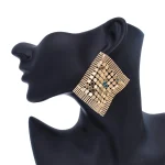 Boucles d&rsquo;oreilles en maille en alliage pour femmes, élégantes, minimalistes, exagérées, pour Banquet, fête, bijoux tendance, accessoires féminins, cadeau