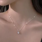 Collier Plaqué Argent Sterling 925 pour Femme, Polyvalent, Simple, Rotterdam, Kling, AAA, Zcomprend sur la Clavicule, Bijoux de Mariage, Vente en Gros, Chaud