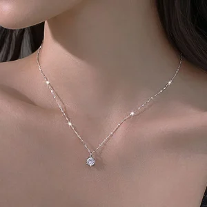 Collier Plaqué Argent Sterling 925 pour Femme, Polyvalent, Simple, Rotterdam, Kling, AAA, Zcomprend sur la Clavicule, Bijoux de Mariage, Vente en Gros, Chaud