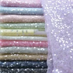 Tissu scintillant à paillettes écrasées, maille à paillettes, fil argenté, Costumes de scène, robes de soirée, décor de nœud, matériau à paillettes