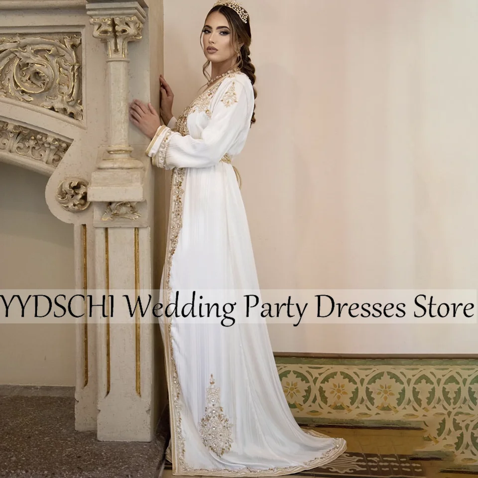 abaya caftan personnalisé à manches sulfavec ceinture pour femme, col montant perlé, applique dorée, ixde mariage, dubaï