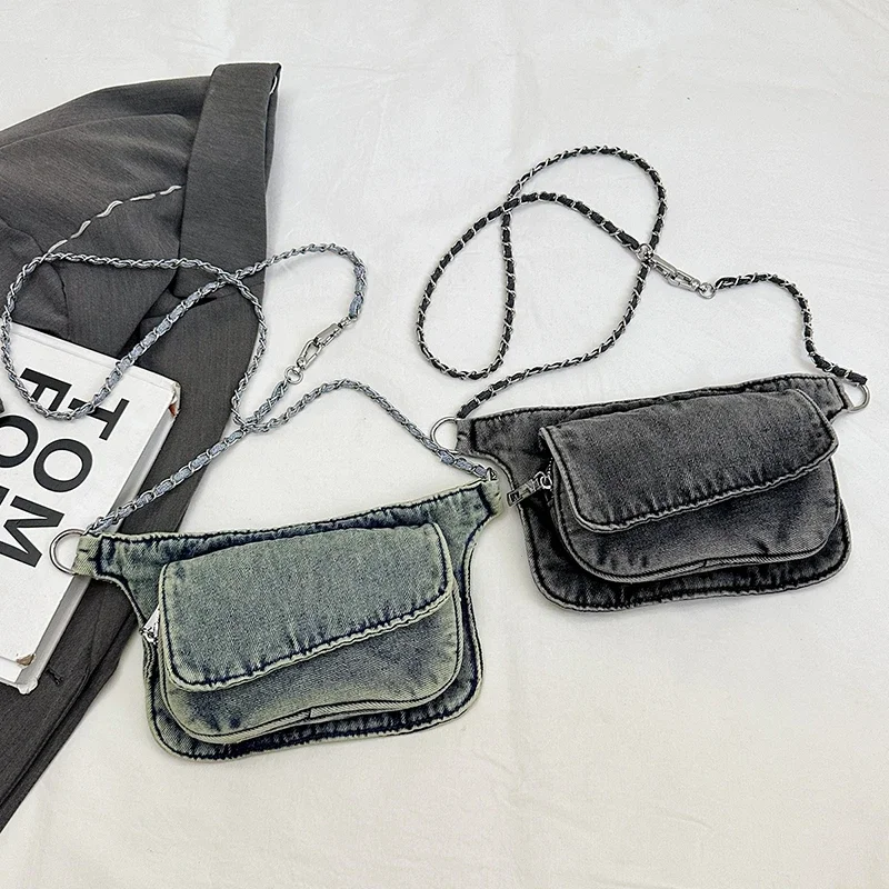 Sacs de ceinture en toile décontractés pour femmes, sac banane à la mode, sac de taille banane, sac à main de hanche de styliste, sac de poitrine à bandoulière