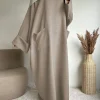 abaya musulmane du moyen orient pour femmes, jupe longue, couleur unie, robe islamique avec poches (foulard non inclus)