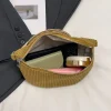 sac de taille décontracté pour femmes, sac banane à fermeture éclair, grande capacité, sac de poitrine à bandoulière en velours côtelé, sac à main pour téléphone, sac de ceinture de voyage