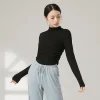 chemise d'entraînement à col haut pour femme, chemise athlétique de yoga sur le côté, cintrée, classique, corps pendant, séparés euse, pratique, manches longues, xl