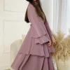 eid musulman abaya femmes en mousseline de soie 3 couches gâteau fête cardigan robe jalabiya robes ramadan maroc abayas caftan robes 2026