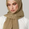 foulard hijab froissé en coton pour femme musulmane, châle de sauna doux et observateur