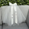 voile de mariée en perles, voile courbé pour enterrement de vie de jeune fille, avec nœud blanc, en tulle, cadeau de fête prénuptiale